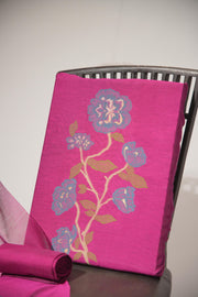 Elite Weave Rani Pink Muga Cotton Unstitched Suit Set